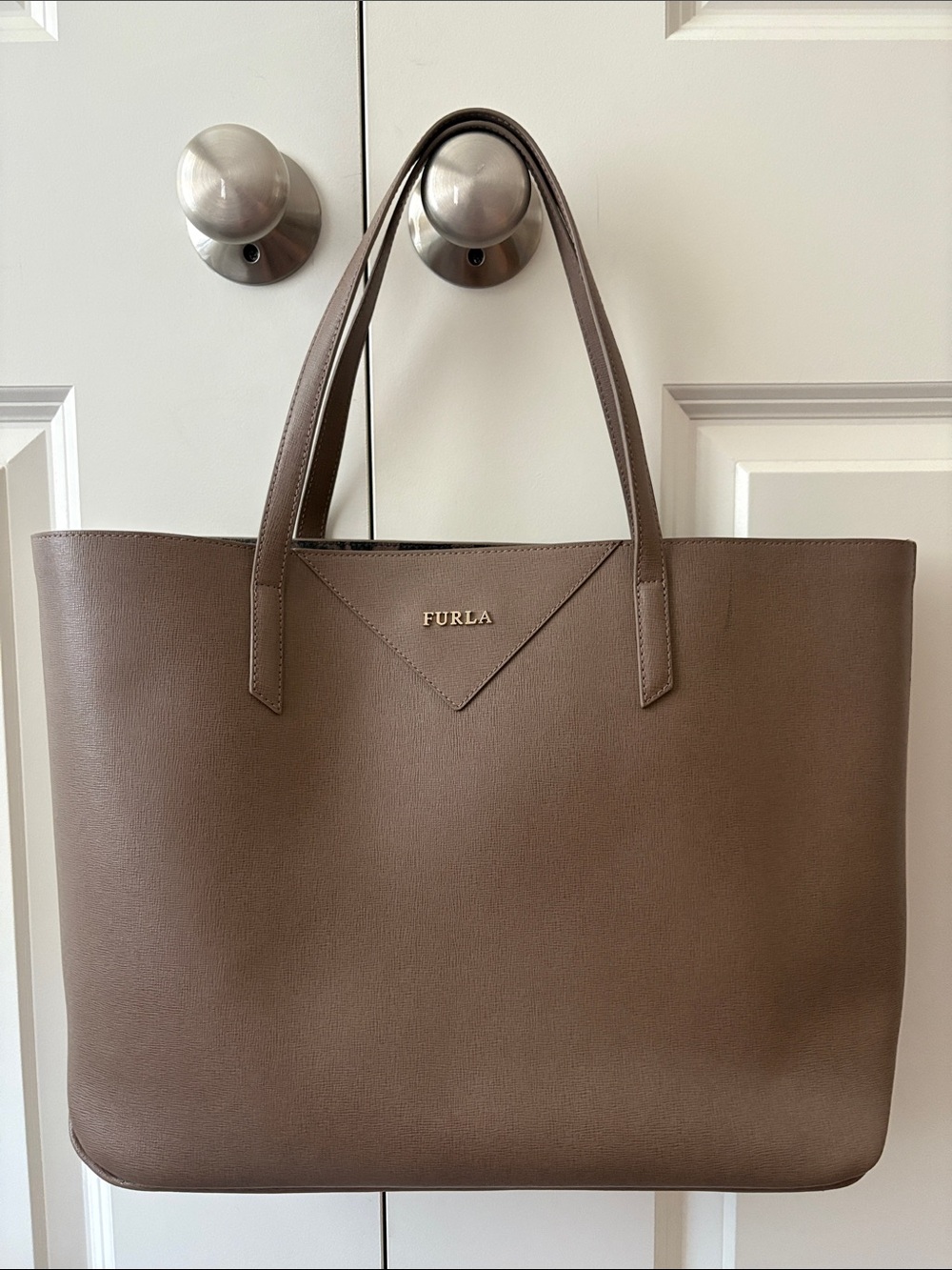 Furla Brown Taupe Leather Tote